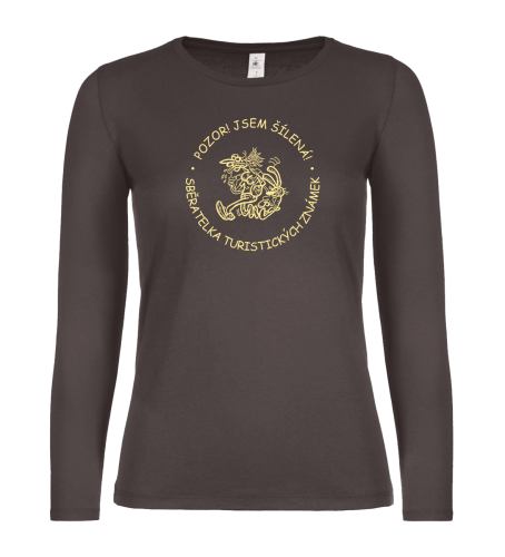 Dámské tričko s dlouhým rukávem "Šílená sběratelka Turistických známek" - Barva: Millennial Pink, Velikost: XL