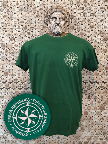 Tričko – logo Turistické známky - Barva: Bottle green, Velikost: S