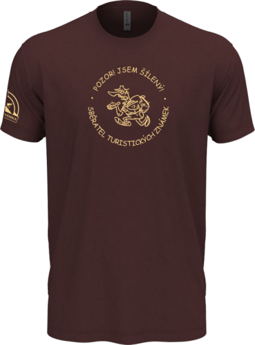 Tričko NLA "Šílený sběratel Turistických známek" - Barva: Oxblood, Velikost: L