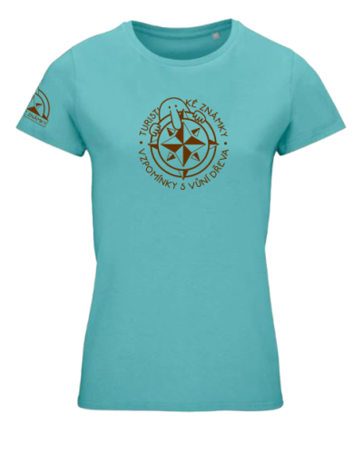 Dámské tričko " Vzpomínky s vůni dřeva " - Barva: Aqua blue, Velikost: XL