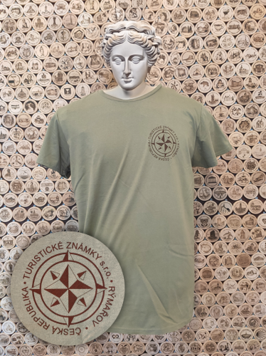 Tričko – logo Turistické známky - Barva: Bottle green, Velikost: S