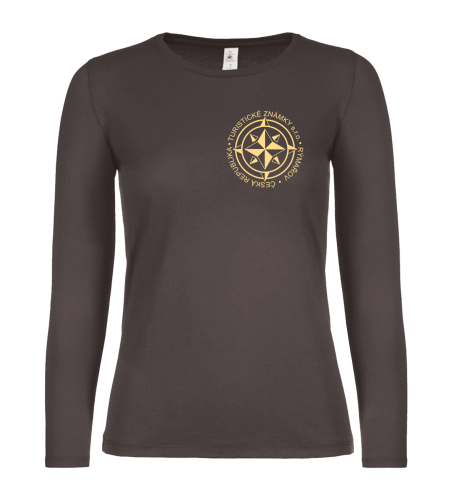 Dámské tričko s dlouhým rukávem "Logo Turistické známky" - Barva: Bear Brown, Velikost: M