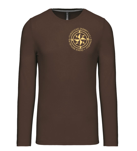 Pánské tričko s dlouhým rukávem "Logo Turistické známky" - Barva: Chocolate, Velikost: XL