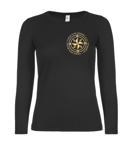 Dámské tričko s dlouhým rukávem "Logo Turistické známky" - Barva: Černá, Velikost: L