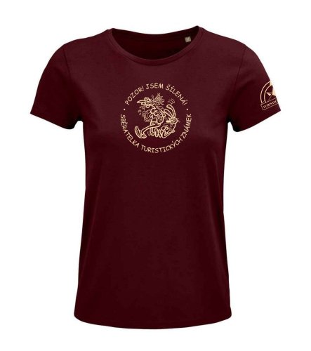 Dámské tričko "Šílená sběratelka" - Barva: Burgundy, Velikost: XL